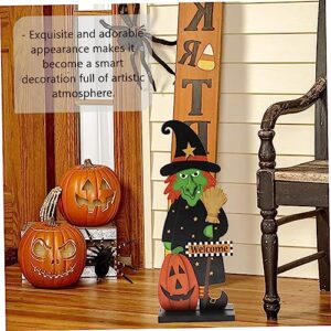 Halloween Adornment Halloween Witch Pumpkin Ornament Wooden Signs Wooden Decor Artificiales para Wrapped Hanging Ornament Halloween Tabletop Ornament Halloween Wooden Craft Autumn