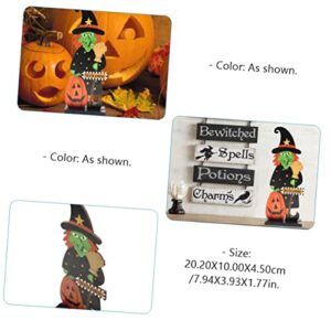 Halloween Adornment Halloween Witch Pumpkin Ornament Wooden Signs Wooden Decor Artificiales para Wrapped Hanging Ornament Halloween Tabletop Ornament Halloween Wooden Craft Autumn