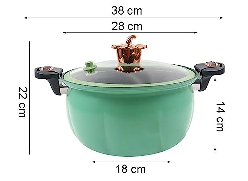 Multifunctional Plumpy Non-stick Micro Pressure Pot, 8L Pumpkin Non-stick Saucepan Coated with Healthy Medical Stone, Steam Boil Bleach Fry Integrated Miniature Pressure Cooker for Cooking (Orange)