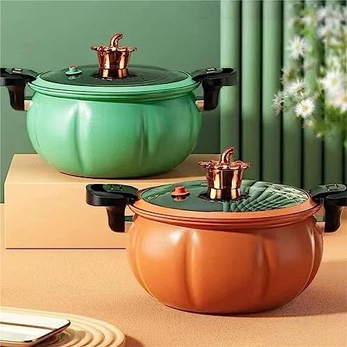 Multifunctional Plumpy Non-stick Micro Pressure Pot, 8L Pumpkin Non-stick Saucepan Coated with Healthy Medical Stone, Steam Boil Bleach Fry Integrated Miniature Pressure Cooker for Cooking (Orange)