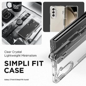 VRS DESIGN Phone Case for Galaxy Z Fold 5 5G Phone Case (2023)[Simpli Fit Crystal S], Premium Modern Slim Style Spring-Loaded Hinge Cover w/S Pen Compartment & Tempered Glass Screen Protector(Clear)