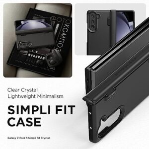 VRS DESIGN Phone Case for Samsung Galaxy Z Fold 5 5G (2023) [Simpli Fit Modern], Premium Modern Slim Style Spring-Loaded Hinge Cover Case with Tempered Glass Screen Protector (Matte Black)