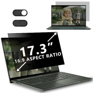 17.3 inch laptop privacy screen filter compatible with hp/dell/acer/samsung/lenovo/toshiba,etc and other 17.3" screen for 16:9 widescreen display laptop privacy screen anti-blue and anti-glare protector with webcam cover