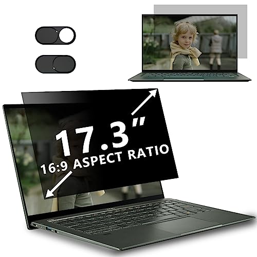 17.3 Inch Laptop Privacy Screen Filter Compatible with HP/Dell/Acer/Samsung/Lenovo/Toshiba,etc and Other 17.3" Screen for 16:9 Widescreen Display Laptop Privacy Screen Anti-Blue and Anti-Glare Protector with Webcam Cover