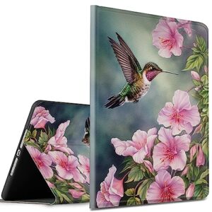 case for ipad air 5th generation (2022) /air 4th generation (2020) 10.9 inch, slim pu leather multi-angle smart folio stand cover with auto wake sleep, hummingbird flower
