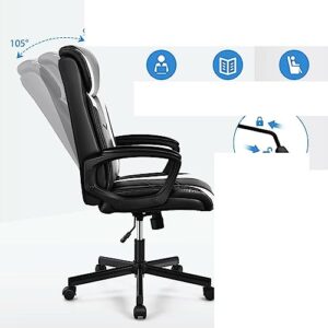 MARURY Modern Home Office Desk Chair, Office Chair Computer Desk Chair, Leather W/Padded Armrest White Chairs, for Home Office Make Up