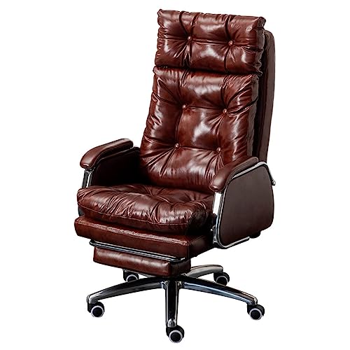 MARURY Big and Tall Office Chair, Living Leather Boss Chair Business Reclining Chair, Office Comfortable Sedentary Study Chair for Heavy People Home Office Desk Chair