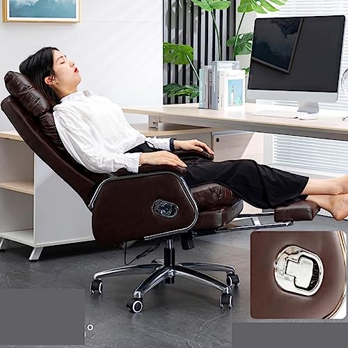 MARURY Big and Tall Office Chair, Living Leather Boss Chair Business Reclining Chair, Office Comfortable Sedentary Study Chair for Heavy People Home Office Desk Chair