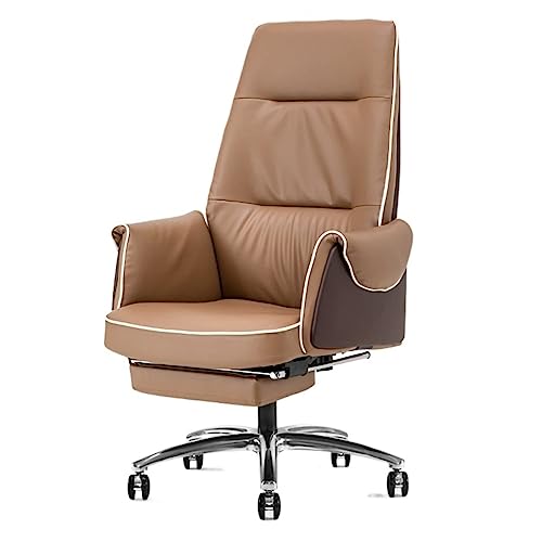 MARURY Big and Tall Office Chair,Modern Minimalist Leather Cowhide Boss Chair, Comfortable Sedentary, Ergonomic Learning Chair Chair for Home Office Make Up