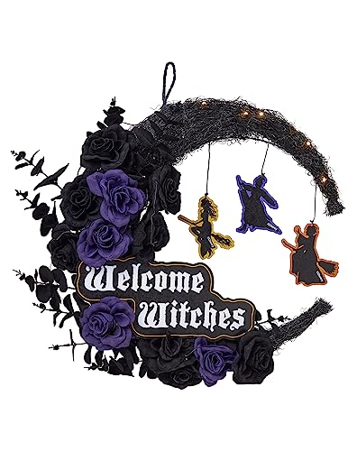 Spirit Halloween Hocus Pocus Light-Up LED Welcome Witches Wreath | Officially Licensed | Disney