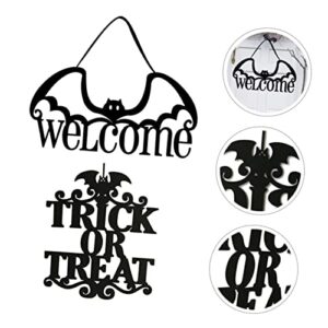 holidyoyo 2 pcs non-woven fabric door hanging halloween signs halloween hanging decorations halloween home decor halloween decor front door signs front door decor halloween pendant decor