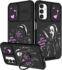 oqpa for samsung galaxy a13 5g case cute cartoon case with camera cover+ring holder for women girly girls boys samsung a13 5g kawaii funny cool case for galaxy a13 5g, heart skull