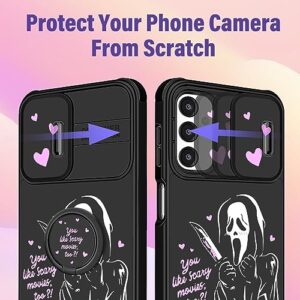 oqpa for Samsung Galaxy A13 5G Case Cute Cartoon Case with Camera Cover+Ring Holder for Women Girly Girls Boys Samsung A13 5G Kawaii Funny Cool Case for Galaxy A13 5G, Heart Skull