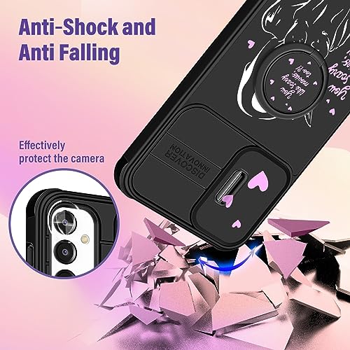 oqpa for Samsung Galaxy A13 5G Case Cute Cartoon Case with Camera Cover+Ring Holder for Women Girly Girls Boys Samsung A13 5G Kawaii Funny Cool Case for Galaxy A13 5G, Heart Skull