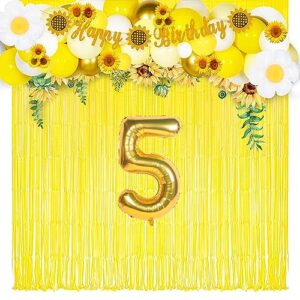 Yellow Streamers Party Backdrop - GREATRIL Foil Fringe for Sunflower/Bee/Pineapple/Lemon/Truck/Race Birthday Party Decoration - 3.2ft X 8.2ft - 2 Packs