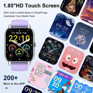 Smart Watch(Answer/Make Call), 1.85" Smartwatch for Men Women IP68 Waterproof, 100+ Sport Modes, Fitness Activity Tracker, Heart Rate Sleep Monitor, Pedometer, Smart Watches for Android iOS, Purple