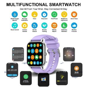 Smart Watch(Answer/Make Call), 1.85" Smartwatch for Men Women IP68 Waterproof, 100+ Sport Modes, Fitness Activity Tracker, Heart Rate Sleep Monitor, Pedometer, Smart Watches for Android iOS, Purple