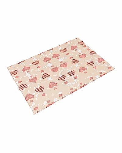 JasmineM Pink Heart Pattern Outdoor Rug Mats, Waterproof Outdoor Plastic Straw Rug 4'x6' for Patio, Thanksgiving Indoor Outdoor Area Rug for Front Door, Deck, Picnic, Porch, Balcony