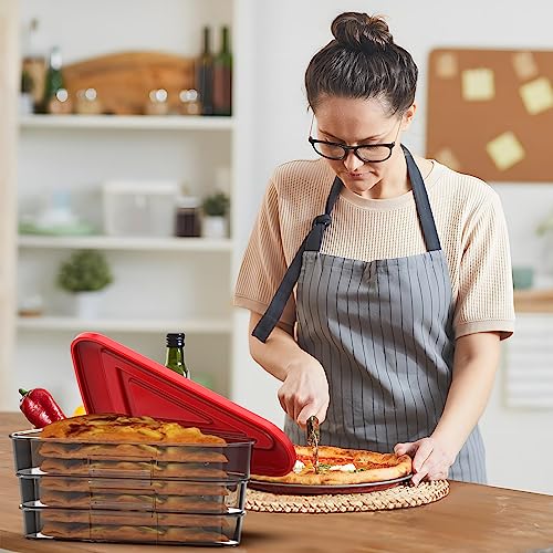 Pizza Storage Container, Expandable Pizza Slice Container, Reusable Pizza Pan Pizza Box Set with Lids to Leftover Organization and Space Saver