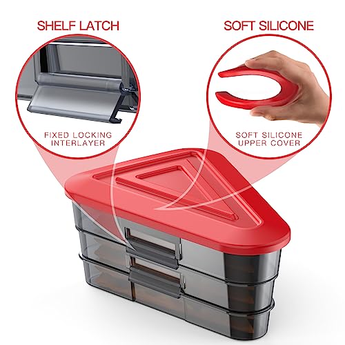 Pizza Storage Container, Expandable Pizza Slice Container, Reusable Pizza Pan Pizza Box Set with Lids to Leftover Organization and Space Saver