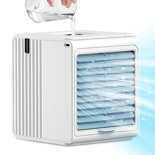 Cozzyben Mini Air Conditioner Portable Water Small USB Ac Unit Personal Evaporative Swamp Cooler Ice Fan for Desk Bedroom Room Car Camping Tent