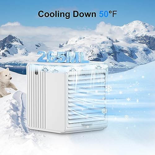 Cozzyben Mini Air Conditioner Portable Water Small USB Ac Unit Personal Evaporative Swamp Cooler Ice Fan for Desk Bedroom Room Car Camping Tent