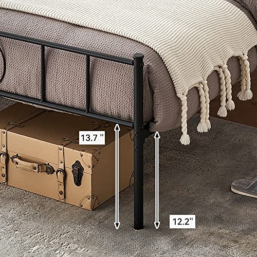 IDEALHOUSE King Size Metal Bed Frame Metal with Headboard and Footboard,14 Inch Black King Metal Bed Platform with Storage,Mattress Foundation,No Box Spring Needed,Easy Assembly (King)