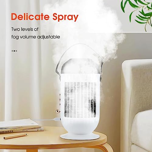 Mini Ac Unit - 400ml water tank Mini Portable Ac Unit - Portable Cooler with 3 wind speeds, 3 color light, Camping Ac for Home Bedroom Office Car