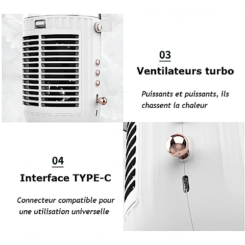 Mini Ac Unit - 400ml water tank Mini Portable Ac Unit - Portable Cooler with 3 wind speeds, 3 color light, Camping Ac for Home Bedroom Office Car