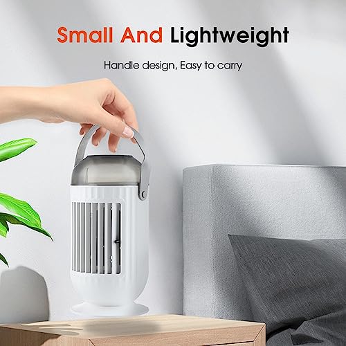 Mini Ac Unit - 400ml water tank Mini Portable Ac Unit - Portable Cooler with 3 wind speeds, 3 color light, Camping Ac for Home Bedroom Office Car