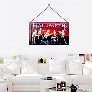 Halloween Iron Front Door Hanging Plate For Bar Pub Wall Decoration Indicator Hanging Square Sign Easy Hanging Halloween Party Hanging Sign Outdoors Decor Halloween Wooden Hanging Sign