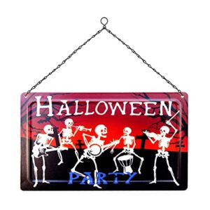 Halloween Iron Front Door Hanging Plate For Bar Pub Wall Decoration Indicator Hanging Square Sign Easy Hanging Halloween Party Hanging Sign Outdoors Decor Halloween Wooden Hanging Sign