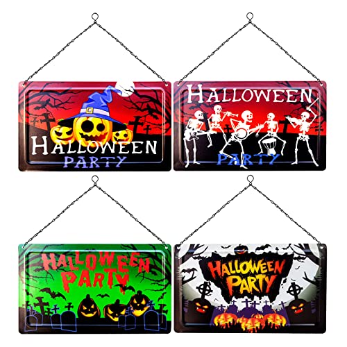 Halloween Iron Front Door Hanging Plate For Bar Pub Wall Decoration Indicator Hanging Square Sign Easy Hanging Halloween Party Hanging Sign Outdoors Decor Halloween Wooden Hanging Sign