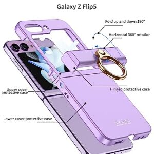 SHIEID for Samsung Z Flip 5 Case with Hinge Protection & Ring Holder Small Screen Protection Cover for Galaxy Z Flip 5 Case, Purple