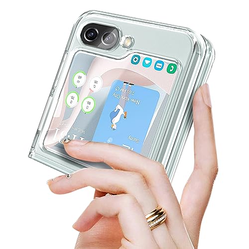 NGB Supremacy Compatible with Samsung Galaxy Z Flip 5 Case (5G 2023) with Ring Holder/Wrist Strap, Liquid Sparkle Floating Glitter Cute Girls Women Protective Case (Crystal Gem)