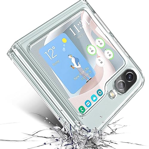 NGB Supremacy Compatible with Samsung Galaxy Z Flip 5 Case (5G 2023) with Ring Holder/Wrist Strap, Liquid Sparkle Floating Glitter Cute Girls Women Protective Case (Crystal Gem)