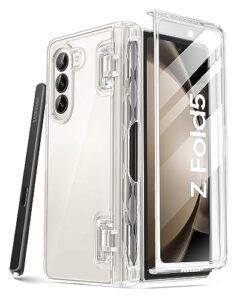 i-blason for samsung galaxy z fold 5 case with pen holder, clear full-body protective z fold 5 case with built-in screen protector & hinge protection (clear)