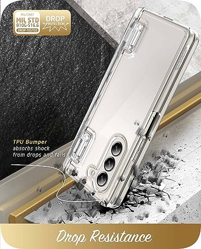 i-Blason for Samsung Galaxy Z Fold 5 Case with Pen Holder, Clear Full-Body Protective Z Fold 5 Case with Built-in Screen Protector & Hinge Protection (Clear)