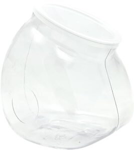 tell industries 64 oz flattened globe plastic storage container with lid (1) - reusable & recyclable - shatterproof jars - clear plastic jars for cookies, candy, laundry detergent pods