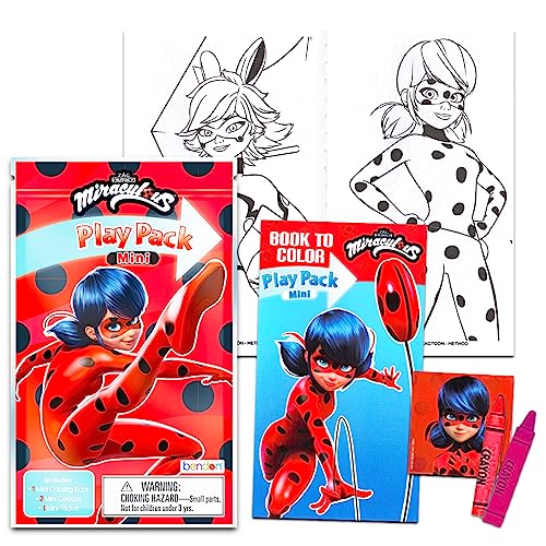 Miraculous Ladybug Mini Party Favors Set for Kids - Bundle with 24 Miraculous Ladybug and Cat Noir Play Packs with Coloring Pages, Stickers, More (Miraculous Ladybug Birthday Party Supplies)