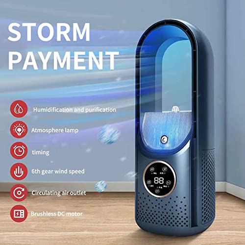 Portable Leafless Chiller, Small 𝐀ir Conditioner, Filtering And Humidification Refrigeration Three-In-One, USB Timer 𝐀ir Conditioning Fan, 6-Speed Wind Speed, For Bedroom Office Camping (Blue)