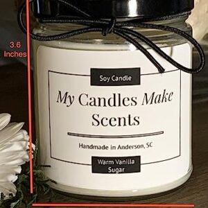 My Candles Make Scents| Personalized Handcrafted Soy Candle | 9oz Stylish Clear Jars | Many Scents To Chose From| Free Shipping (Honeysuckle Jasmine)