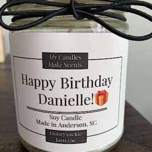 My Candles Make Scents| Personalized Handcrafted Soy Candle | 9oz Stylish Clear Jars | Many Scents To Chose From| Free Shipping (Honeysuckle Jasmine)