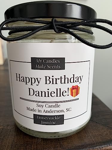 My Candles Make Scents| Personalized Handcrafted Soy Candle | 9oz Stylish Clear Jars | Many Scents To Chose From| Free Shipping (Honeysuckle Jasmine)