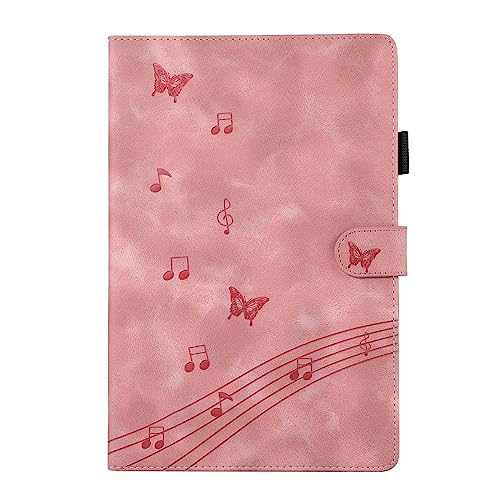 Business Special Butterfly Phonogram Pattern Cover with 2 Credit Card Slots Pencil Holder Kickstand Protective Case for iPad Air 2/iPad 6/Pro 9.7"-Pink