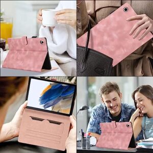 Business Special Butterfly Phonogram Pattern Cover with 2 Credit Card Slots Pencil Holder Kickstand Protective Case for iPad Air 2/iPad 6/Pro 9.7"-Pink