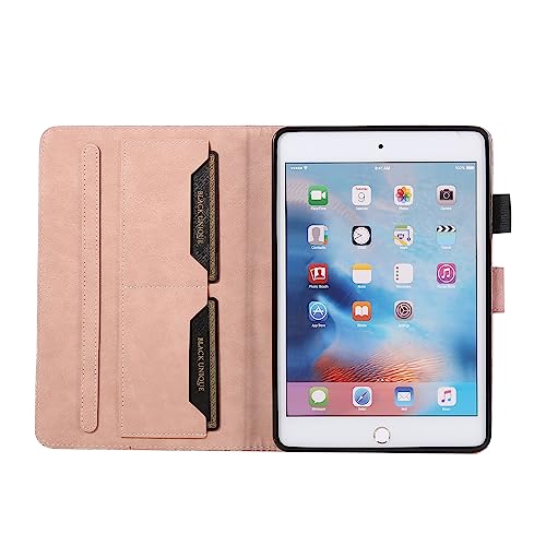 Business Special Butterfly Phonogram Pattern Cover with 2 Credit Card Slots Pencil Holder Kickstand Protective Case for iPad Air 2/iPad 6/Pro 9.7"-Pink