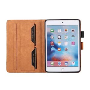 Business Special Butterfly Phonogram Pattern Cover with 2 Credit Card Slots Pencil Holder Kickstand Protective Case for iPad Air 1/iPad 5 9.7"-Brown