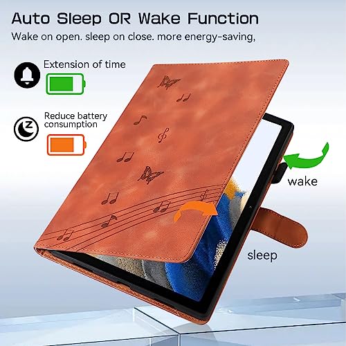Business Special Butterfly Phonogram Pattern Cover with 2 Credit Card Slots Pencil Holder Kickstand Protective Case for iPad Air 1/iPad 5 9.7"-Brown