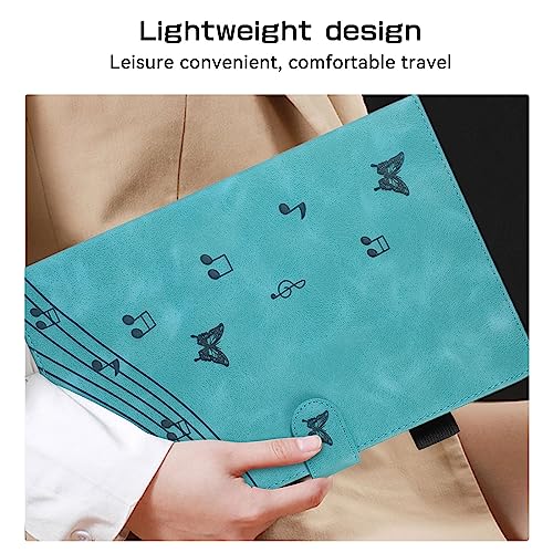 Business Special Butterfly Phonogram Pattern Cover with 2 Credit Card Slots Pencil Holder Kickstand Protective Case for iPad Air 1/iPad 5 9.7"-Lake Blue